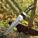 Custom Handmade Damascus Steel Sub Hilt Large Hunting Knife Sheep Horn Handel Camping Sport Collectible Knife Gift