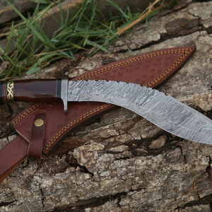 Heavy-Duty Kukri Knife with Wooden & Stag Horn Handle – Perfect for Outdoor & Tactical Use