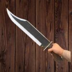 24" big Bowie knife - 1095 rail road carbon steel stag antler handle and leather sheath