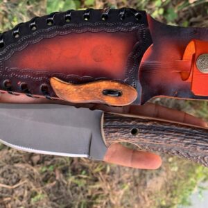 High carbon deer antler knife with sheath
