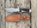 Luxurious D2 tactical Tracker knife Wooden Handle & Horizontal Leather Sheath – Bushcraft EDC