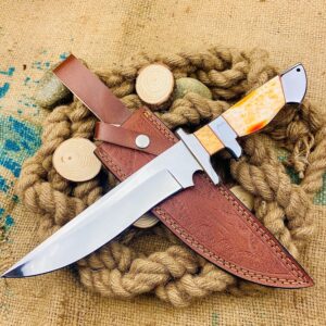 Premium bone handle knife sub hilt with camel bone and leather sheath